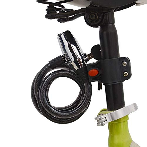 Lucchetti per bici : Lucchetti per bicicletta Serrature biciclette con cavo for Road Bike Mountain Bike bici elettrica pieghevole bici con 2 chiavi nere per biciclette, bici, moto, moto ( Color : Black , Size : One Size )