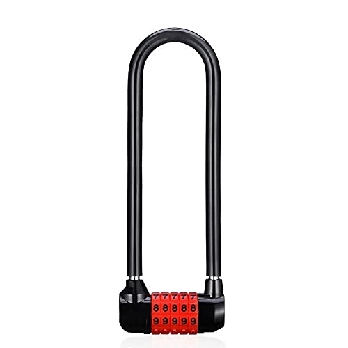 Lucchetti per bici : Lucchetto di sicurezza, Lucchetto con password a forma di U Lucchetto a cinque password per bicicletta Lucchetto di sicurezza ripristinabile Password Borsa per bagagli Tuta Hardware Lucchetto a caten