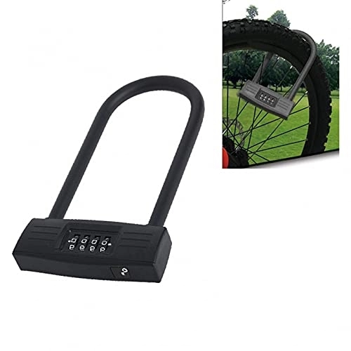 Lucchetti per bici : MGUOTP Lucchetto for Biciclette Heavy Duty U-Locks, Combinazione di codice a 4 cifre Staffa di Montaggio for Catena del Cavo a Spirale Accessori for Il Ciclismo for Bici Scooter Moto U-Lock, Nero