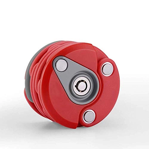 Lucchetti per bici : MTCWD Red Bike Pieghevole Blocco Portatile Catena della Bicicletta antifurto Blocco Mountain Blocco Moto con 3 Tasti for Fixed Staffa Biciclette, Moto Elettriche (Color : Red)