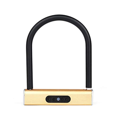 Lucchetti per bici : Smart Bluetooth password U-lock, APP impermeabile per casa, batteria antifurto per bici da bicicletta, serratura per porta a forma di U in vetro-d'oro