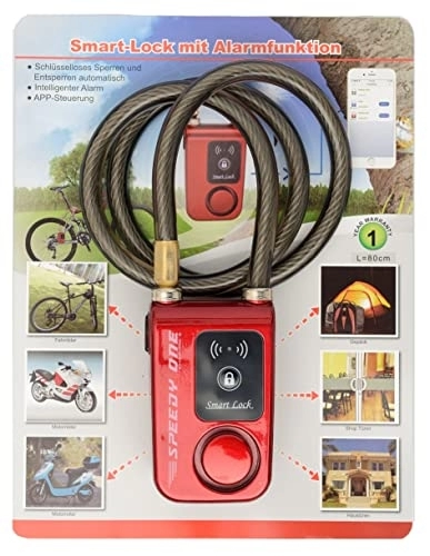Lucchetti per bici : Smart Lock - Lucchetto Bluetooth per bicicletta, scooter, moto, e-bike, con cavo controllato tramite app, 115 dB, impermeabile