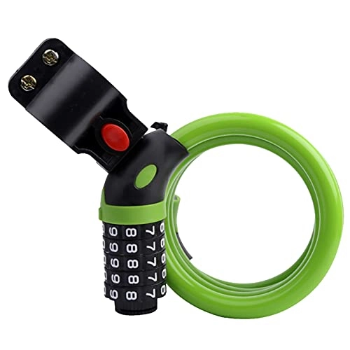 Lucchetti per bici : SONG Password a 5 cifre Bicicletta Cable Blocks Addensato Resistente fissazione Bicycle Combinazione Blocco Blocco Mountain Bike Allungato Filo d'Acciaio (Color : Green)