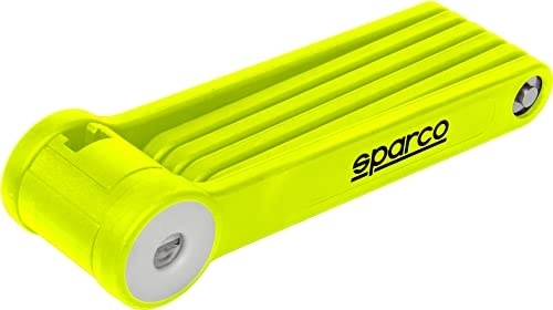 Lucchetti per bici : Sparco lucchetto giallo pieghevole per bicicletta in acciacio zinco ottone ABS con combinazione