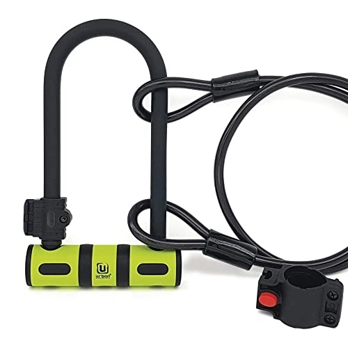 Lucchetti per bici : URBAN UR80150B Lucchetto a U Antifurto Bici Catenaccio Blocca Ruota Bicicletta Cavo Acciaio Flessibile Alta Sicurezza 120cm Staffa di Fissaggio Sella Scooter Monopattino Elettrico Arco Bike D Lock Mtb