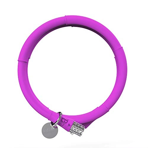Lucchetti per bici : Volo Rose Purple Lucchetto per cavo rivestito in silicone di bambù , lucchetto per bicicletta con cavo a combinazione a spirale a 4 posizioni, adatto per bici da strada, bici MTB, bici pieghevoli
