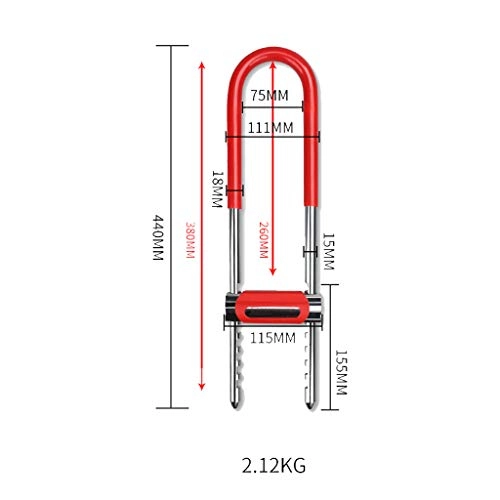 Lucchetti per bici : XUE-1 U-Lock - Lucchetto antifurto per Moto, a Forma di U, 5 Keys / Red, 11.5x44cm
