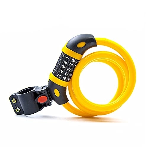 Lucchetti per bici : ZHANGLE Bicycle Cycling Riding Password Blocco 5 Numero Digital Sicurezza MTB Bike Codificata Bike Combinazione Cavo in Acciaio Cavo Acciaio Accessori Accessori (Color : Yellow)