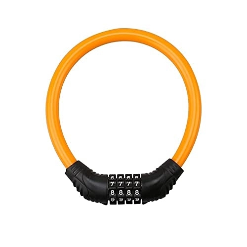 Lucchetti per bici : ZHANGLE Blocco Bicicletta Durevole Blocco Bicicletta Multi-Funzione 4 cifre Combinazione Bicycle Security Block MTB Bike Cable Lock (Color : Orange)