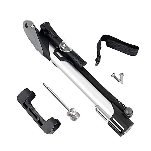 Pompe da bici : Commuter Bike Pump Bicycle Aluminum Alloy Floor Crawler Tire Inflator Riding Equipment Bicycle Air Pump Easy to Use (Color : Silver Size : 275mm)