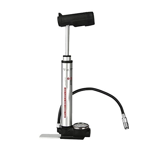 Pompe da bici : Commuter Bike Pump Bicycle Floor Pump with Barometer Riding Equipment Convenient to Carry Easy to Use (Color : Silver Size : 285mm)