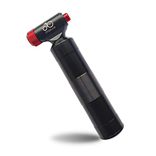 Pompe da bici : CYCPLUS CO2 - Mini pompa per pneumatici per bicicletta, compatibile con valvola Presta e Schrader, con contenitore in metallo per bici da strada e mountain bike