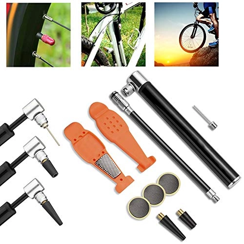 Pompe da bici : DORALO Mini Pompa per Bicicletta, Kit Patch Glueless per Presta E Schrader, Gonfiaggio Veloce Accurato, Mini Pompa per Pneumatici da Strada, Mountain Bike, Lega di Alluminio