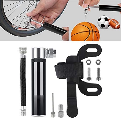 Pompe da bici : Eastbride Mini Pompa da Bicicletta Portatile, sicura e Resistente, con Telaio per Bicicletta e ago a Sfera, per valvola Presta e Schrader Nera