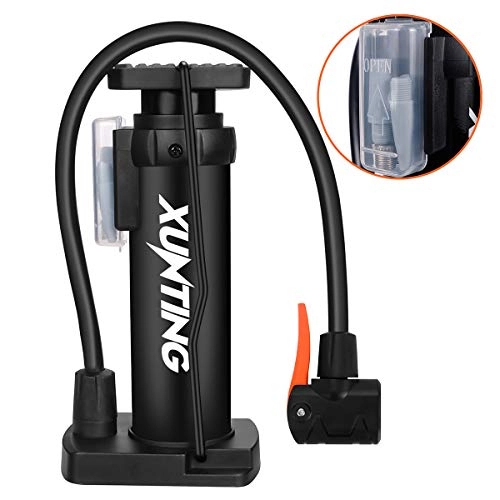 Pompe da bici : ELOKI Mini pompa per bicicletta, pompa leggera a pedale attivata da bicicletta, compatibile con valvola Presta e Schrader per bici da strada, mountain bike, palloni