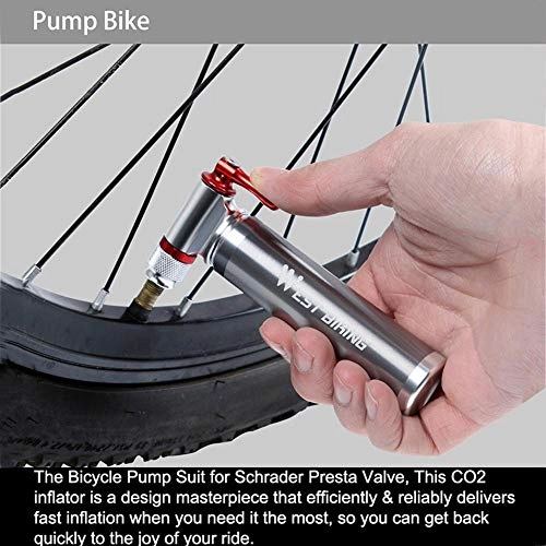 Pompe da bici : Fslt Mini Pompa ad Aria Gonfiabile Portatile Road MTB Bike CO2 Gonfiatore in Alluminio Parti di Attrezzature per Ciclismo per Biciclette