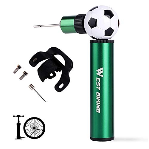 Pompe da bici : GHH Mini Pompa per Bicicletta 90 Psi Mini Portatile Manuale Pompa di Bicicletta in Alluminio Inflator per Mountain Bike, Calcio, Basket, pallavolo, Bici, Verde