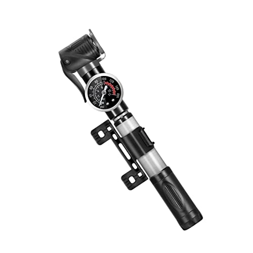 Pompe da bici : JISADER Pompa per Forcella Ammortizzata Ad Alta Pressione (120 Psi) Mini Pompa per Bicicletta MTB con Manometro, C（Argento）