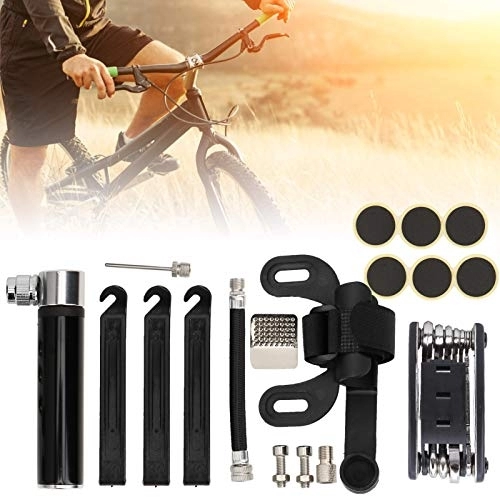 Pompe da bici : Kadimendium Gonfiatore Repair Patch Kit Durevole Pompa da Bicicletta Portatile per Il Trail Riding(Black)