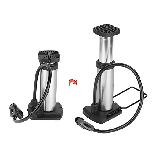 Pompe da bici : Keen so - Pompa per bicicletta, mini pompa a pedale per bicicletta, pompa ad aria, portatile, per gonfiatore da pavimento ad alta pressione, colore: argento