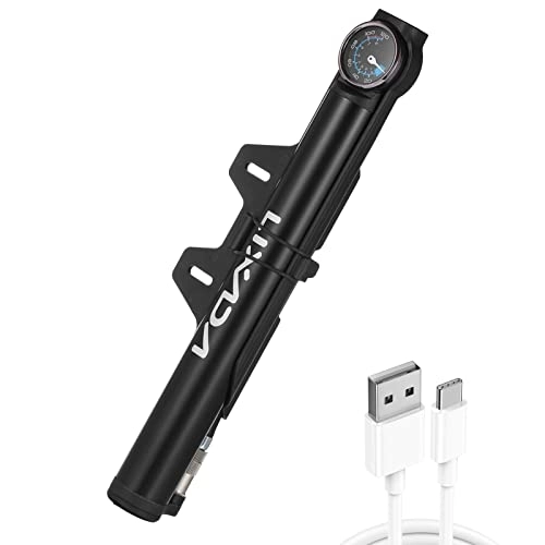 Pompe da bici : KOCAN Mini pompa ad aria elettrica con manometro USB ricaricabile 120PSI Pompa ad aria per bici da ciclismo Gonfiatore per pneumatici Pompa per bicicletta MTB