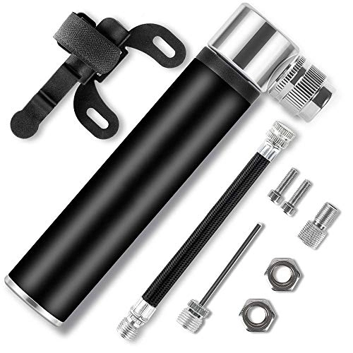 Pompe da bici : Mini Bike Pump Nozzle fits All Valve Types Compact Lightweight Attaches Easily to Bike Frame Pumps All Bicycle tire Tubes (Color : Red) (Black)
