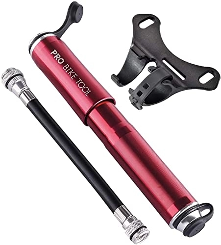 Pompe da bici : Mini Pompa Per Bicicletta da Pro Bike Tool. Va bene con Valvole Presta e Schrader. Alta pressione PSI-Affidabile compatta e leggera. La migliore qualita‘ e performance – Pompa per gomme per bici da strada, MTB e BMX (Rosso)