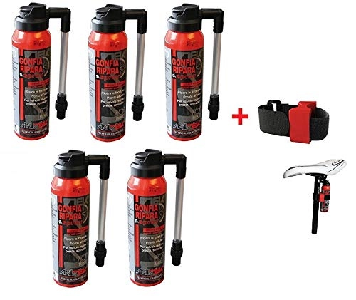 Pompe da bici : MVTEK 5 x Fast CO2 (GONFIA E RIPARA) + Chiusura a Strappo per Bici Bicicletta MTB Mountain Bike / Strada - Corsa