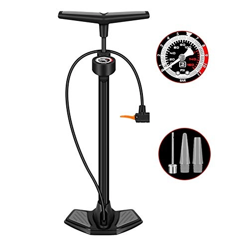Pompe da bici : Pompa da bici Pompa per pavimenti ad alta pressione per tutte le biciclette, pompa da bicicletta per bici da strada, pompa d'aria per bicicletta con manometro e aghi a sfera Prestazioni compatte e leg
