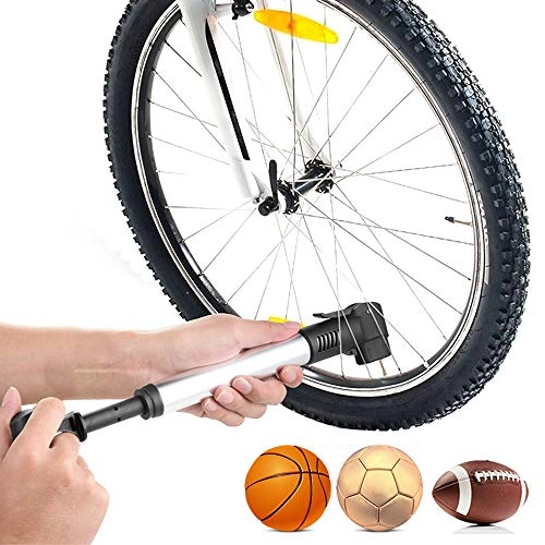 Pompe da bici : Pompa da bicicletta, strumento di gonfiaggio della ruota portatile, facile da trasportare abbastanza piccolo, usi multipli, può essere utilizzato anche per pallacanestro, nero argento, per esterno