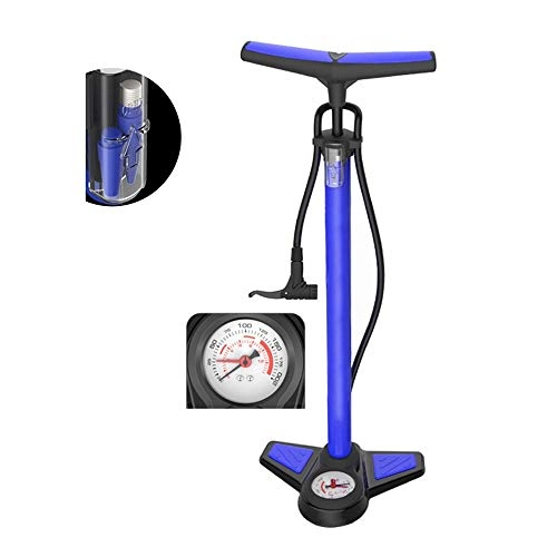 Pompe da bici : Pompa per Bicicletta Pompa a Mano della Gomma della Bicicletta del Ciclo della Pompa Diritta della Bici della Bici del Pavimento ad Alta Pressione Traccia Pompa, (Colore : Blu, Dimensione : 65cm)