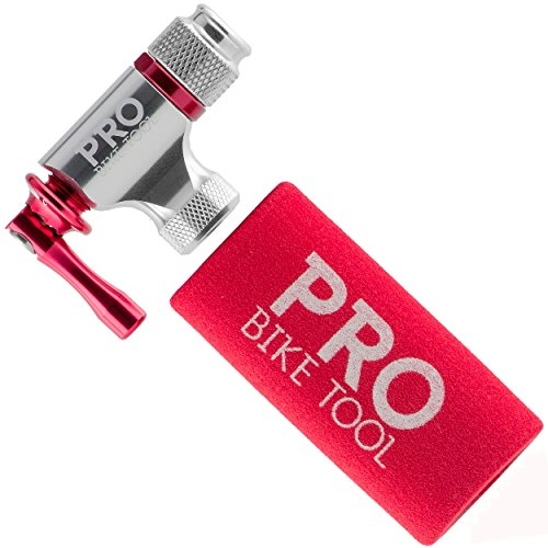 Pompe da bici : PRO BIKE TOOL CO2 Inflator Quick & Easy - Compatibile con la valvola Presta & Schrader - Pompa per Pneumatici per Biciclette da Strada e Mountain Bike - Non Sono Incluse cartucce di CO2 (Rosso)