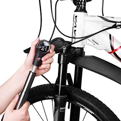 Pompe da bici : RROWER Pompa Mini Bici, 300 PSI Pompa per Bici ad Alta Pressione per Pneumatico per Mountain Bike / Forcella Posteriore, con quadrante / valvola di spurgo / Schrader / Adattatore valvola di Presta