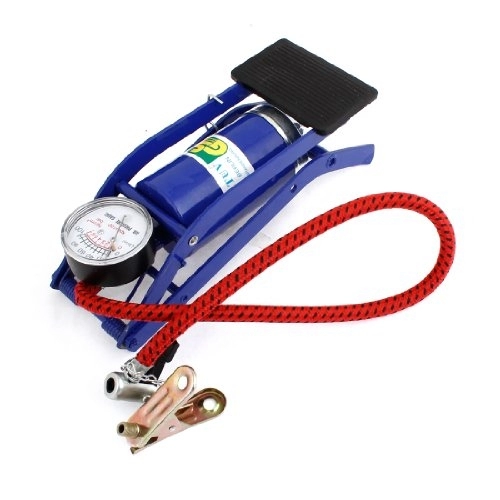 Pompe da bici : Ruilogod Piedi Metallic Blue Air Pump Pressure Gauge per bici Calcio