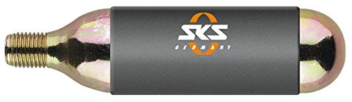 Pompe da bici : SKS Zubehör CO2-Kartuschendisplay, 25 St. mit Gewinde u. Kälteschutz, Accessori. Unisex-Adulto, Argento, 10 x 3 x 3 cm