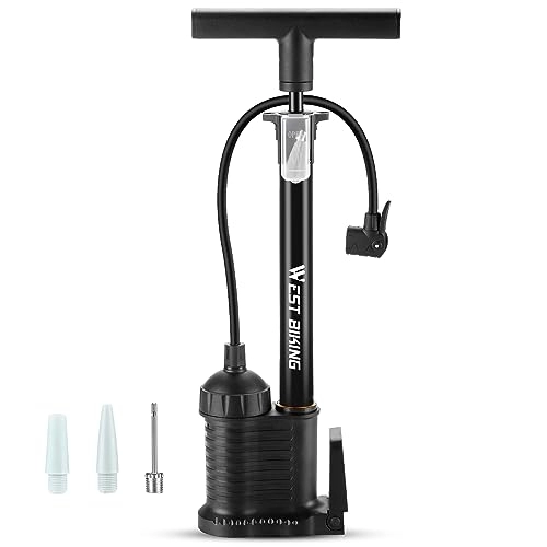 Pompe da bici : WESTGIRL Pompa ad aria per bicicletta 160 PSI ad alta pressione con botte tampone, manico rimovibile, pompa portatile per bicicletta con valvola Presta e Schrader, pompa ad aria da terra Nsuit per