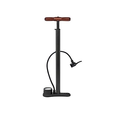Pompe da bici : WSJYP Pompa d'Acciaio Tradizionale Pista Bici Strada di MTB, Maniglia di Legno Pompa Staffa del Pavimento con Il Calibro Digitale Alta Pressione160 PSI S