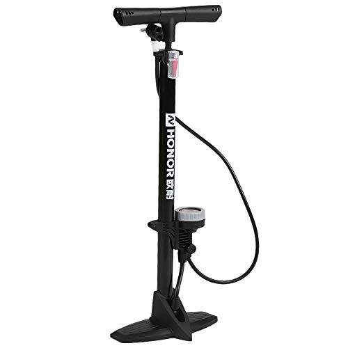 Pompe da bici : YMYGBH Bicicletta d'Aria della Pompa del gonfiatore della Gomma con barometro Tipo di Pavimento Bici di Guida ad Alta Pressione Pompa Ciclismo Accessori (Color : Black)