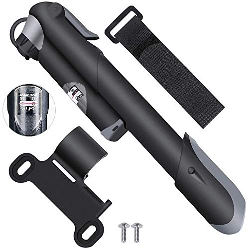 Pompe da bici : ZWBTY Pompa per Bici con Manometro, Pompa per Aria Bicicletta Ad Alta Pressione 120PSI con Kit di Riparazione della Perforazione per Manometro Incorporato Adatto Valvola Presta E Schrader, Nero