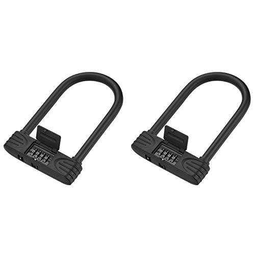 Bike Lock : 2Pcs 4 Digit Resettable Combination Bicycle Lock Mini Portable Secure Bicycle D Lock Bike Lock