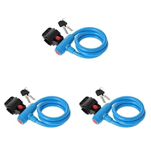 Bike Lock : Amosfun 3pcs Colorful Lock Bike Cable Locks Road Bike Cycling Mountain Bike padlock Anti- Theft Chain Lock (Blue)