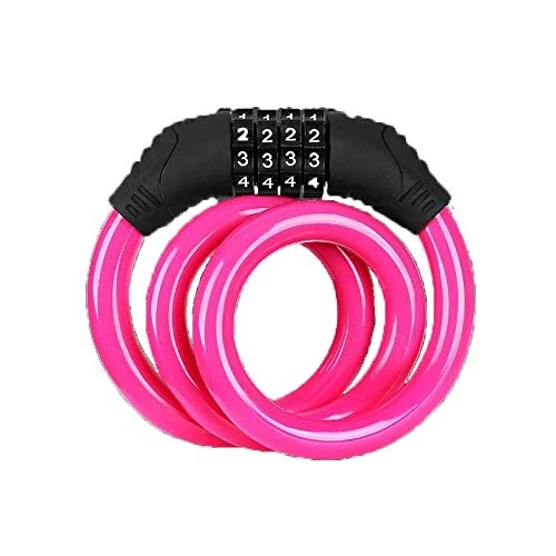 Bike Lock : bicycle lock Bicycle lock mountain bike accessories bicycle security anti-theft key chain bicycle lock outdoor equipment bicycle bicycle accessories bicycle lock-black Bike Lock ( Color : Rose Red )