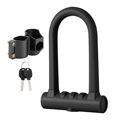 Bike Lock : Bicycle Lock U Lock for Bike Silicone Bicycle Lock Double Coarse Lock Hard Shackle Steel Serpentine Key Slot with 2 Copper Keys Mounting Bracket Cyhamse