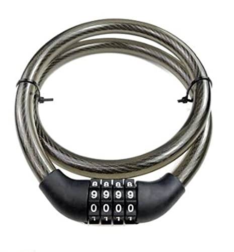 Bike Lock : Bicycle Rubber Spiral Cable Shell 4 Digit Combination Security Code Lock 1Pcs ( Color : Black )