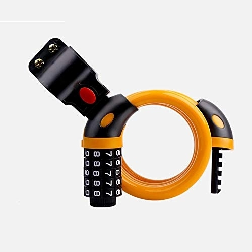 Bike Lock : Bike Cable Locks, Security 5 Digit Resettable Combination Coiling Lock, Orange Anti-Theft Bicycle Cycling Cable Lock For Folding Bike Bicycle Outdoors