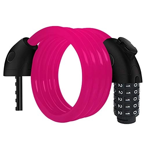 Bike Lock : Bike Cable Locks, Security 5 Digit Resettable Combination Coiling Lock, Red Strong Safe Anti-Theft Bicycle Cycling Cable Lock For Folding Bike Bicycle Outdoors