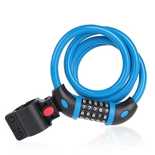 Bike Lock : Bike Cable Locks, Security 5 Digit Resettable Combination Coiling Lock, Safe Blue Strong Anti-Theft Bicycle Cycling Cable Lock For Folding Bike Bicycle Outdoors