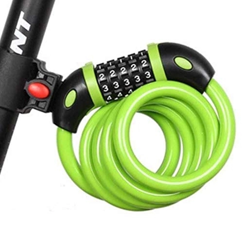 Bike Lock : Bike Cable Locks, Strong Green Security 5 Digit Resettable Combination Coiling Lock, Anti-Theft Bicycle Cycling Cable Lock For Folding Bike Bicycle Outdoors