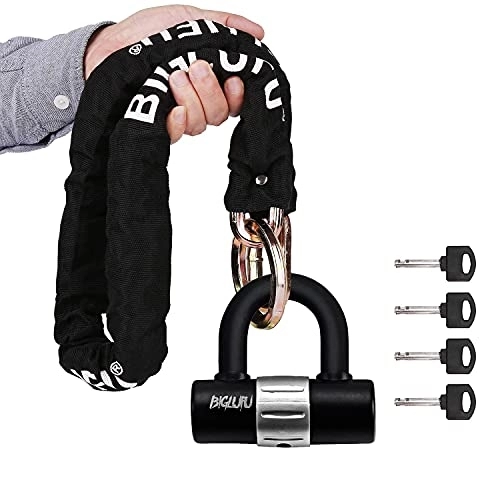 Bike Lock : Bike Chain Lock , BIGLUFU 100cm Long Heavy Duty Motorcycle Lock with 4Keys 16mm U Lock, Anti-Theft High Security Bicycle Lock Padlock for Bike Bicycle, Motorcycle, Scooter, Door, Gate, Fence