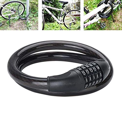 Bike Lock : Bike Lock, 5-Digit Combination Lock Cable Lock, 1M Bicycle Chain Flexible Steel Security Cable Lock for Bicycle, Scooter, Grills